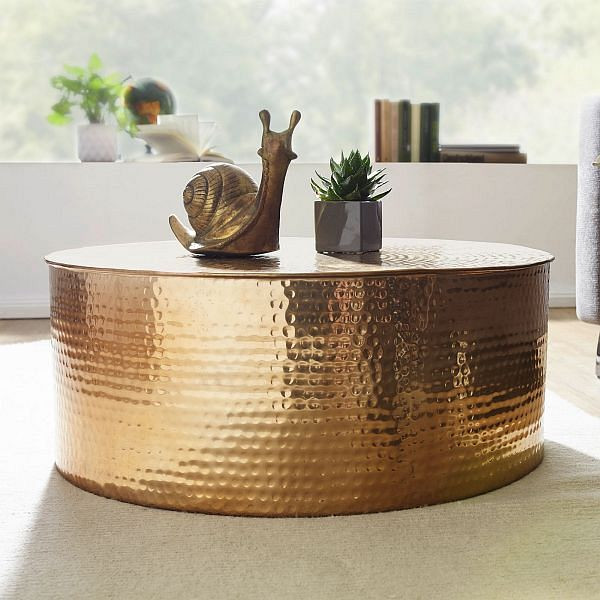 Wohnling klubska mizica RAHI 75 x 31 x 75 cm aluminij zlata orientalsko okrogla, WL5.486