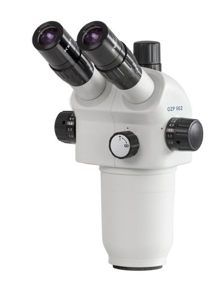 KERN Optics stereo zoom mikroskopska glava, Greenough 0,6 x - 5,5 x, trinokular, okular HSWF 10 x / Ø 23 mm z zaščito proti glivicam, visoka očesna točka, OZP 552