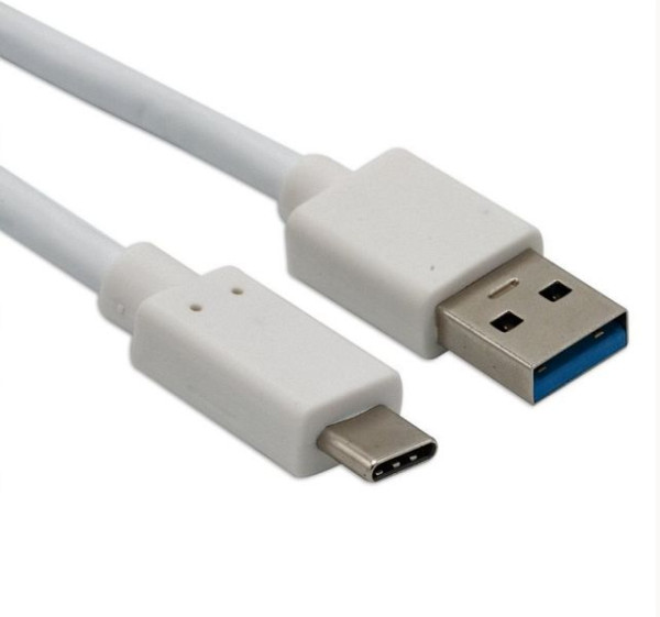 Helos USB Type-C na USB 3.1 polnilni/podatkovni kabel, 1 m bel, 181543