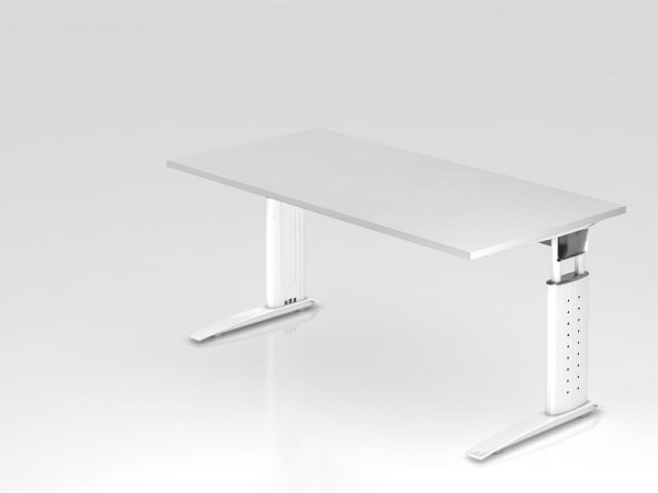 Pisalna miza Hammerbacher C-noga 160x80cm bela/bela, delovna višina 68-86 cm nastavljiva, VUS16/Š/Š