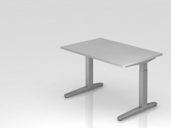 Pisalna miza Hammerbacher C-noga 120x80cm siva/srebrna, vodilo iz aluminija srebrne barve (podobno RAL 9006), VXB12/5/SS