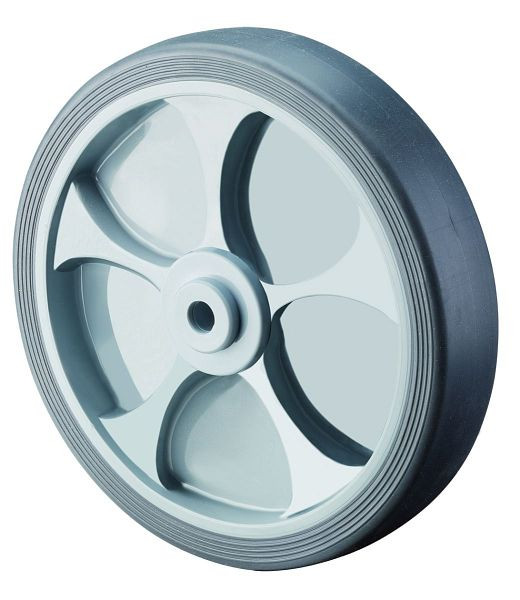 BS wheels gumijasto kolo, širina kolesa 32 mm, kolo Ø 80 mm, nosilnost 100 kg, termoplastične sive pnevmatike, kroglični ležaji, paket 8, A85.084