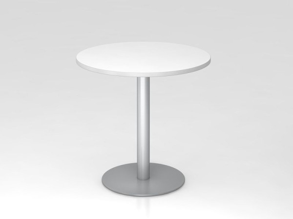 Hammerbacher sejna miza 80 cm okrogla bela/srebrna, srebrn okvir, VSTF08/W/S