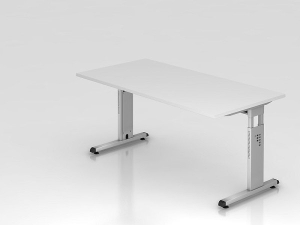 Pisalna miza Hammerbacher C-noga 160x80cm bela/srebrna, delovna višina 65-85 cm, VOS16/Š/S