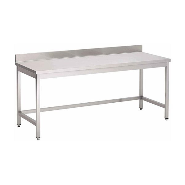 Delovna miza iz nerjavečega jekla Gastro-Inox AISI 430 z dvigalom, 800x600x850mm, ojačana z 18mm oplaščeno iverno ploščo, 301.207