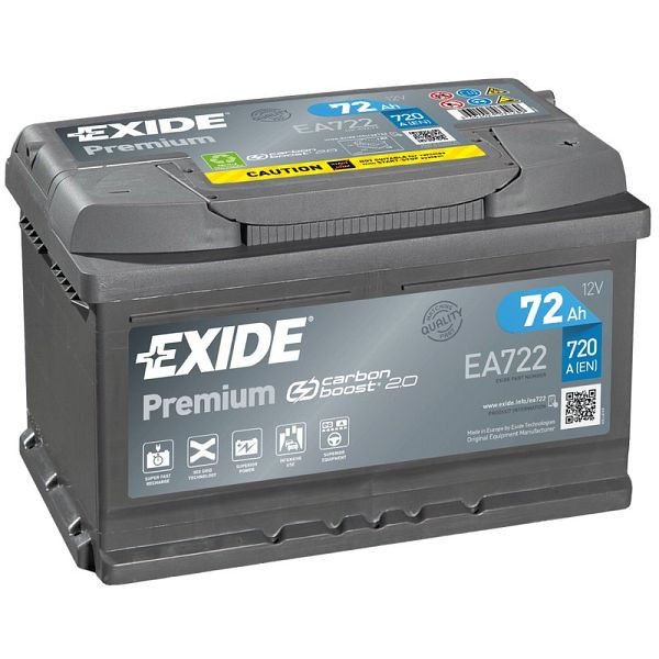 Zagonska baterija EXIDE Premium EA 722 Pb, 101 009400 20