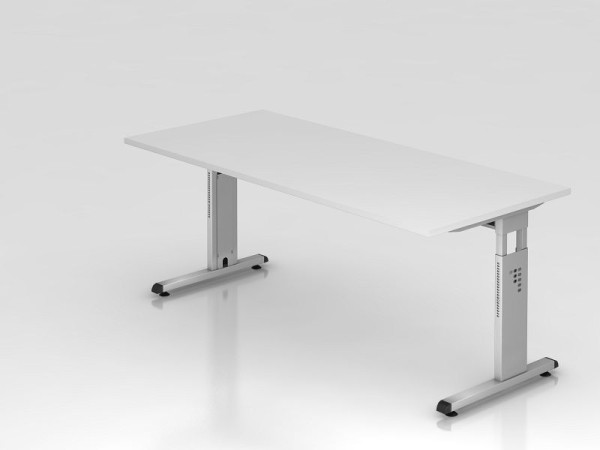 Pisalna miza Hammerbacher C-noga 180x80cm bela/srebrna, delovna višina 65-85 cm, VOS19/Š/S